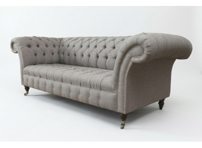 Chesterfield 3-seater upholstered couch sofa couches textile modern style gray