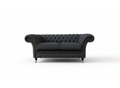 Chesterfield Sofa 2-Seater Couch Upholstery Fabric Couches Gray Textile New