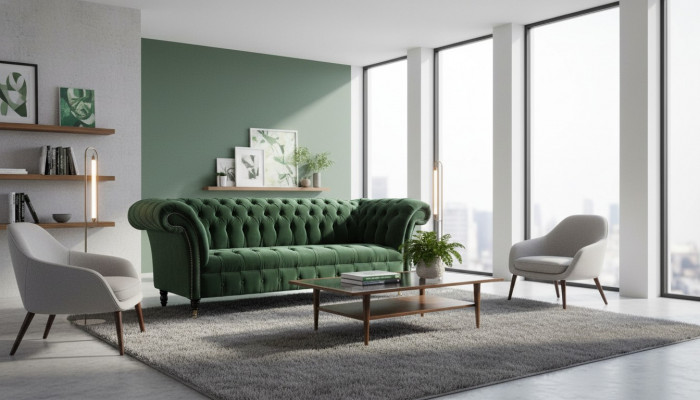 Design Sofa 3-Seater Couch Upholstery Chesterfield Living Room Textile Couches