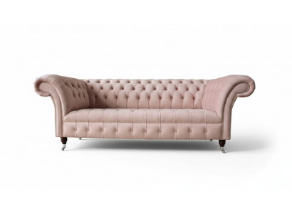 Chesterfield 3-seater pink design couches upholstery sofas fabric textile