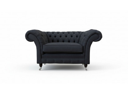 Gray Chesterfield Armchair 1.5-Seater Sofa Couch Upholstery Textile Gray Armchair