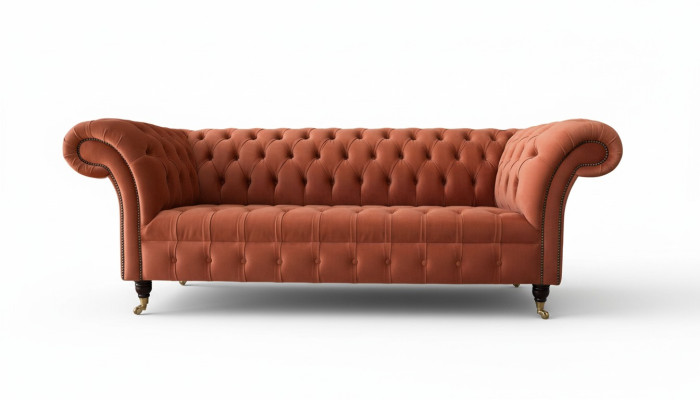 Luxury Chesterfield 3-Seater Couch Upholstery Fabric Sofas Cloth Sofa New