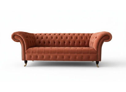 Luxury Chesterfield 3-Seater Couch Upholstery Fabric Sofas Cloth Sofa New