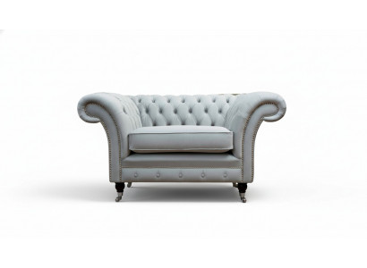 Armchair Upholstered Sofa Textile Chesterfield Couch 1-Seater Gray
