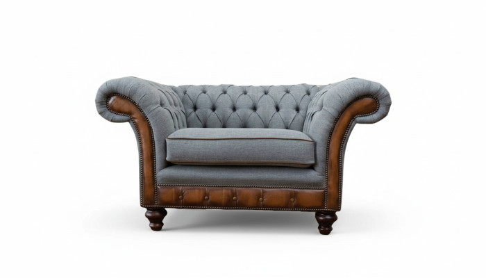 Chair Design Relax Textile Lounge Luxury Gray Upholstery Seat Chesterfield
