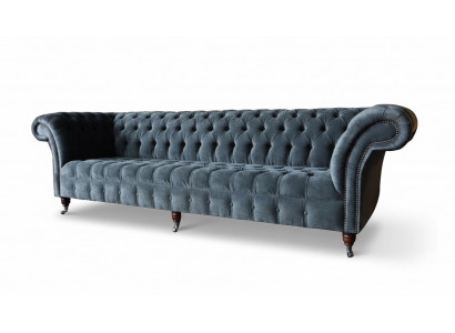 Four-seater sofa 4-seater sofas modern gray design fabric Chesterfield