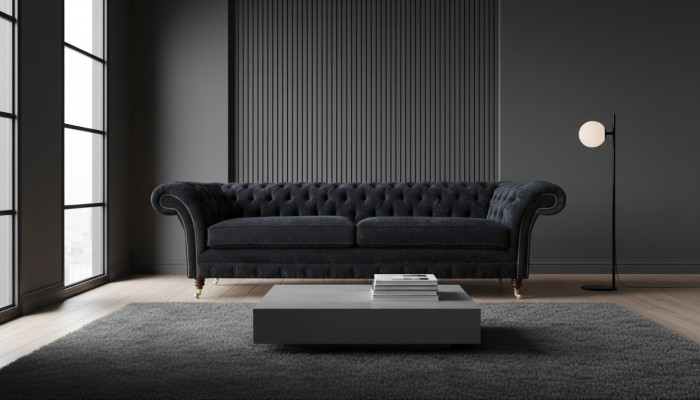 Design sofa 4-seater upholstered luxury classic textile Chesterfield sofas
