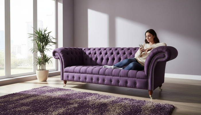 Chesterfield 3-seater sofa fabric sofa couch upholstered seat 3-seater sofas new