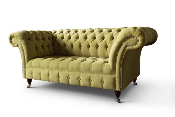 Two-seater sofa luxury 2-seater living room light green Chesterfield fabric new