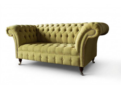 Two-seater sofa luxury 2-seater living room light green Chesterfield fabric new