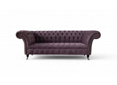 Modern Chesterfield Sofa Couch Upholstered 3 Seater Purple Fabric Sofas New