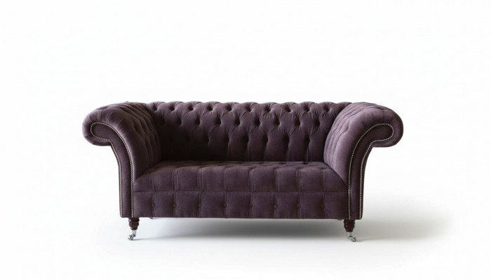 Chesterfield Sofa Couch Design Lilac Upholstery Fabric Two-Seater New