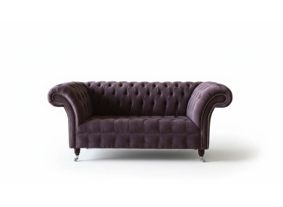 Chesterfield Sofa Couch Design Lilac Upholstery Fabric Two-Seater New