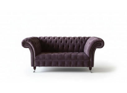 Chesterfield Sofa Couch Design Lilac Upholstery Fabric Two-Seater New