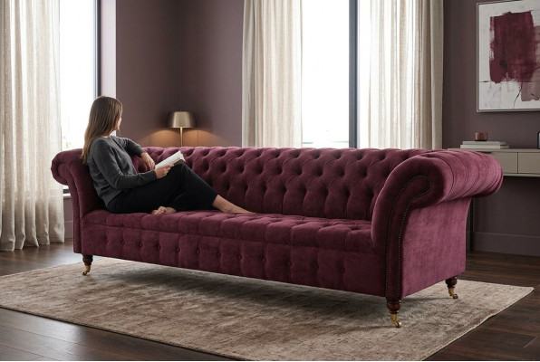 Chesterfield Design Couch Upholstery Fabric Sofa Couches 3-seater New