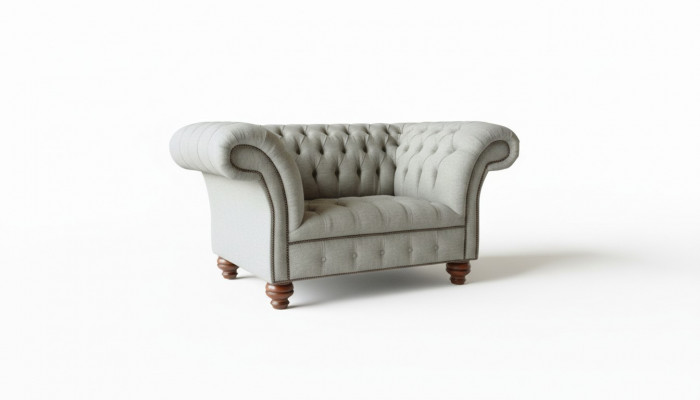 Chesterfield single-seater sofa armchair couch upholstered seating furniture textile fabric