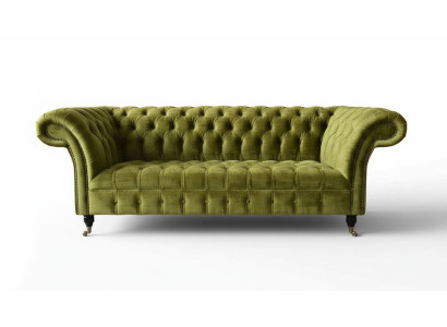 Design Chesterfield Sofa 3 Seater Green Couch Upholstered Sofas Living Room