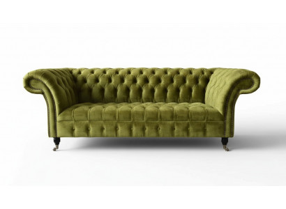 Design Chesterfield Sofa 3 Seater Green Couch Upholstered Sofas Living Room