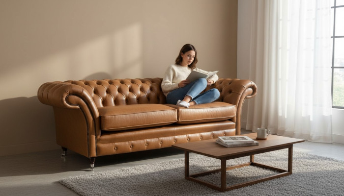 Sofa 3 Seater Leather Sofas Couch Upholstery Living Room Chesterfield Three-Seater