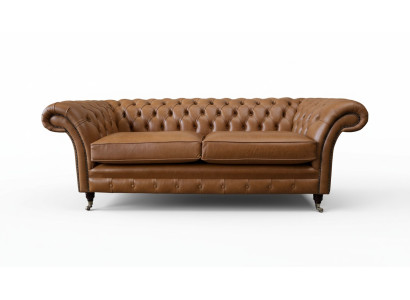 Sofa 3 Seater Leather Sofas Couch Upholstery Living Room Chesterfield Three-Seater