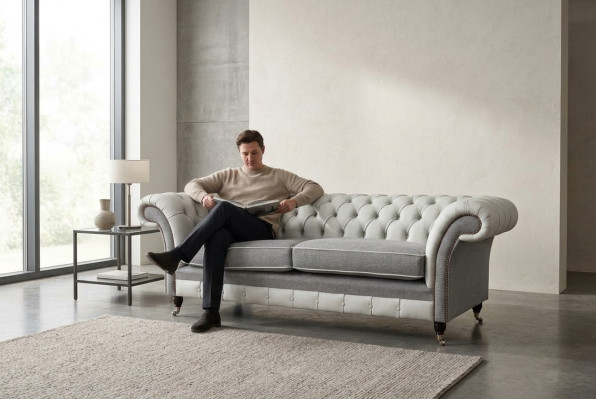 Sofa 3 seat leather furniture sofas fabric gray couch upholstery three-seater new