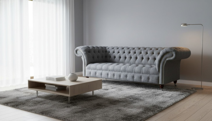 Gray Designer Couch Sofa Three-Seater Luxury Couches Furniture Sofas Textile