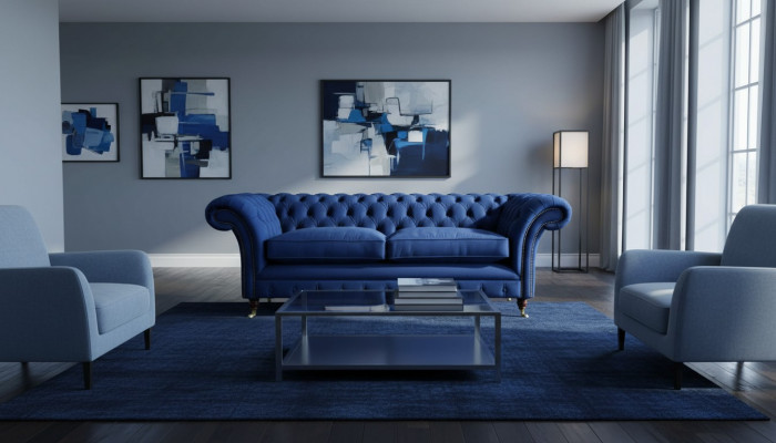 Chesterfield Upholstered Sofas Design Luxury Couch Sofa 3-Seater Fabric Couch