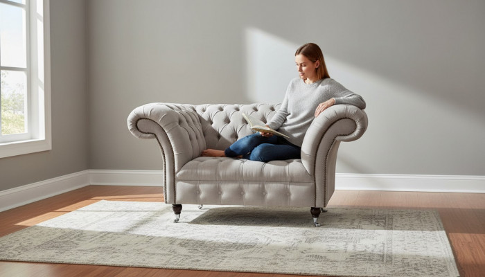 Chesterfield textile upholstered armchair 1-seater sofa design luxury fabric sofas