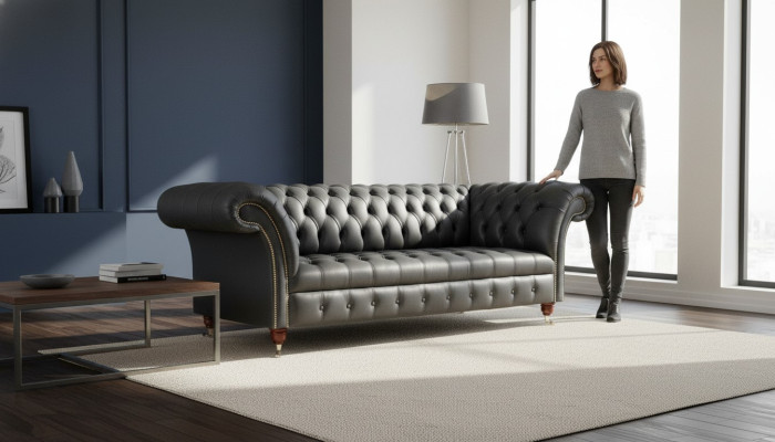 Chesterfield Design Luxury Upholstered Sofa Couch Seat Leather New Sofa New