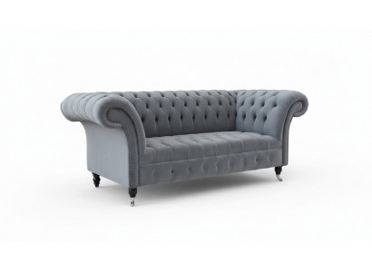 Chesterfield Sofa 3-Seater Luxury Couch Living Room Sofa Gray Fabric Sofa