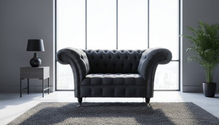Couch Upholstery Sofa Textile Chesterfield Sofas 1.5-Seater Single-Seater Gray
