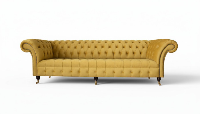 Chesterfield Textile Upholstered Luxury Sofa Design Couch Sofa 4-Seater New