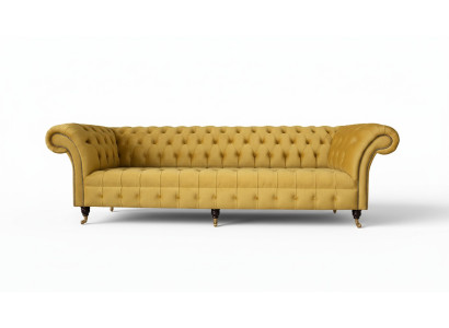 Chesterfield Textile Upholstered Luxury Sofa Design Couch Sofa 4-Seater New