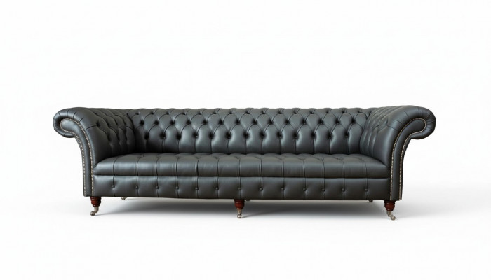 Luxury Four-Seater Sofa 4-Seater Living Room Chesterfield English Fabric Design