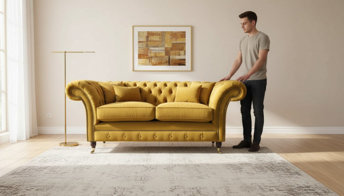 Sofa 2-seater couch upholstered sofa textile fabric Chesterfield couches new