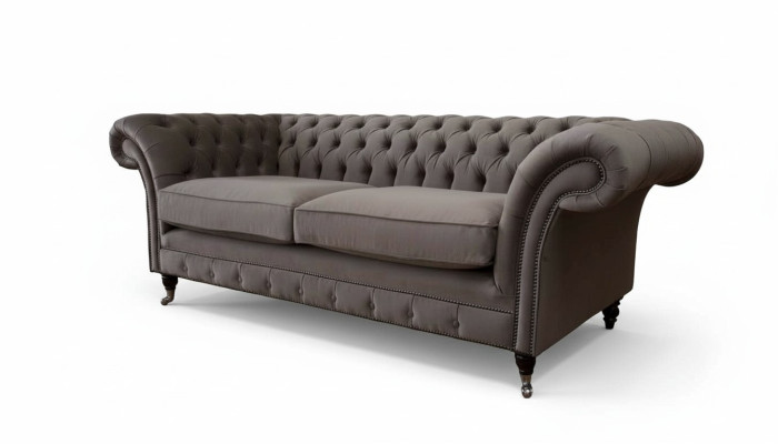 Couches Cushions Sofas 3 Seat Three-Seater Fabric Sofa Chesterfield Gray New