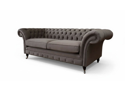 Couches Cushions Sofas 3 Seat Three-Seater Fabric Sofa Chesterfield Gray New