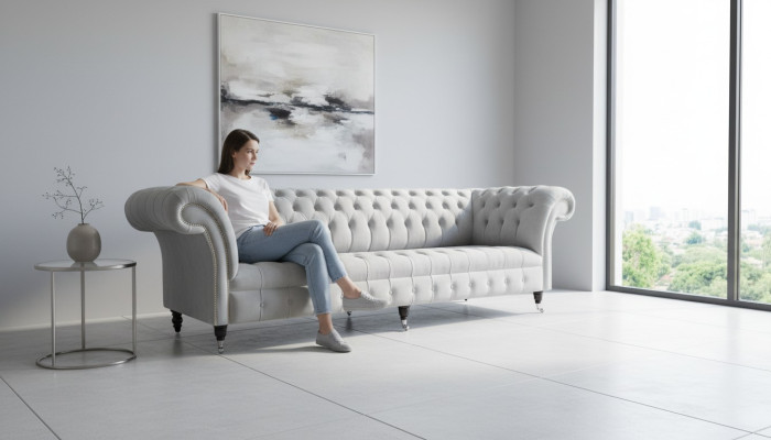 Chesterfield Sofa 4 Seater Designer Couches Couch Fabric Upholstery Textile