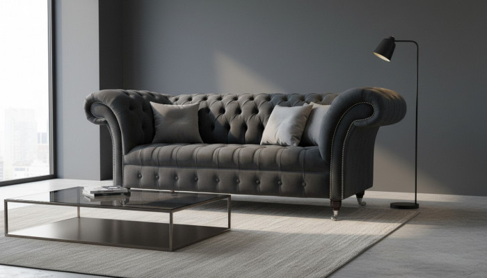 Sofa 2-seater couch design Chesterfield seat luxury textile upholstery new