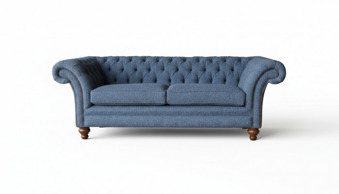 English Chesterfield Sofa Couch Office Furniture Three-Seater Velvet 230cm Sofas
