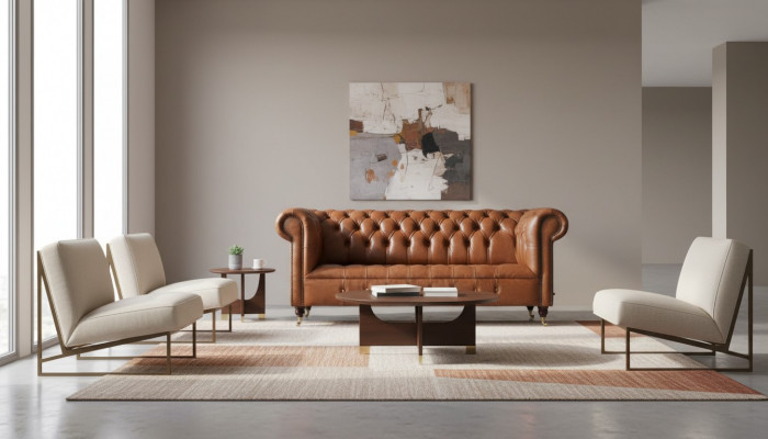 Chesterfield Sofa 3 seat Cushion Couches Sofas Couch Three-seater Brown