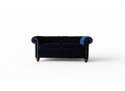 Blue Chesterfield English classic style sofa couch 3-seat upholstery 230cm
