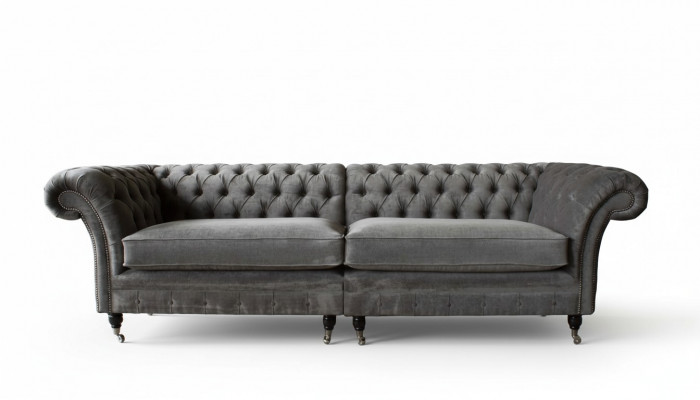 Chesterfield four-seater sofa 4-seater sofas fabric polyester gray furniture