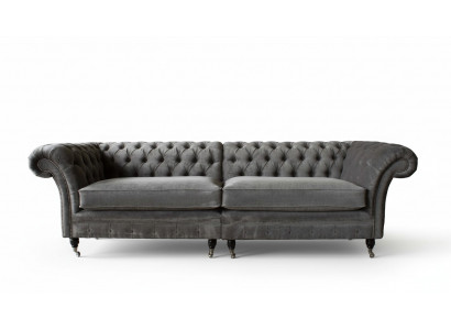 Chesterfield four-seater sofa 4-seater sofas fabric polyester gray furniture