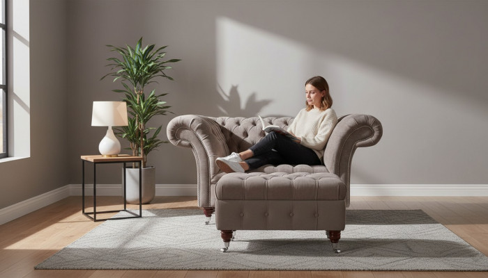 Chesterfield Sofa Couch 1 Seater Luxury Textile Fabric Couches Upholstery New