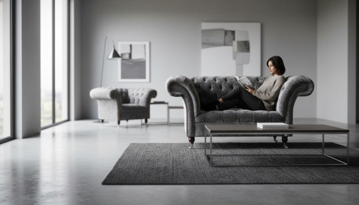 Design Chesterfield Fabric Couch Armchair 1.5-Seater Upholstered Lounge New