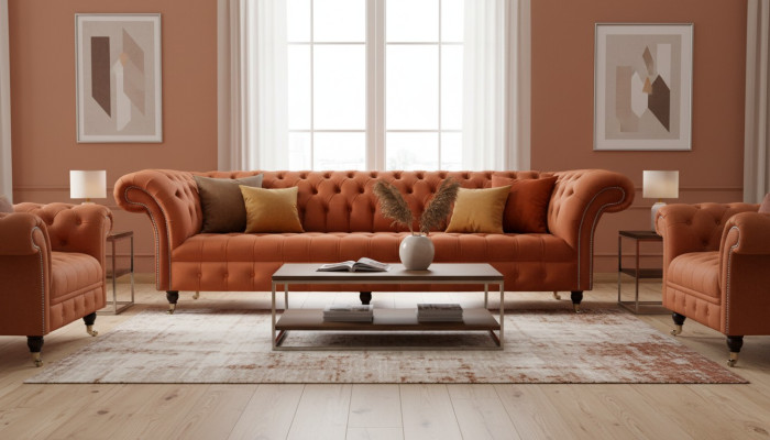 British Chesterfield Upholstery Luxury Sofa Design Couch Classic Sofa 4-Seater