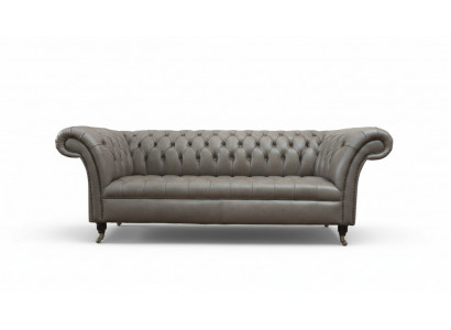 Gray Chesterfield English classic style sofa couch 3 seat cushion 230cm