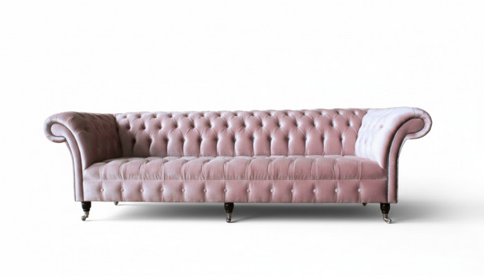 Chesterfield Pink Couch Sofa Upholstery 4-Seater Couches Seat Sofas