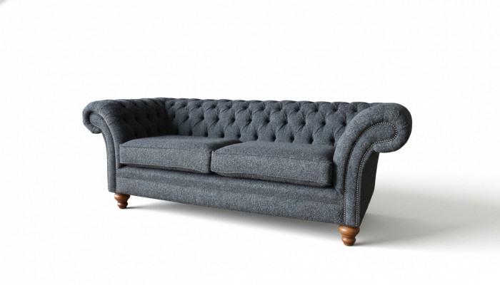 Gray Chesterfield 3-seater Gray Textile Design Couches Upholstered Sofas